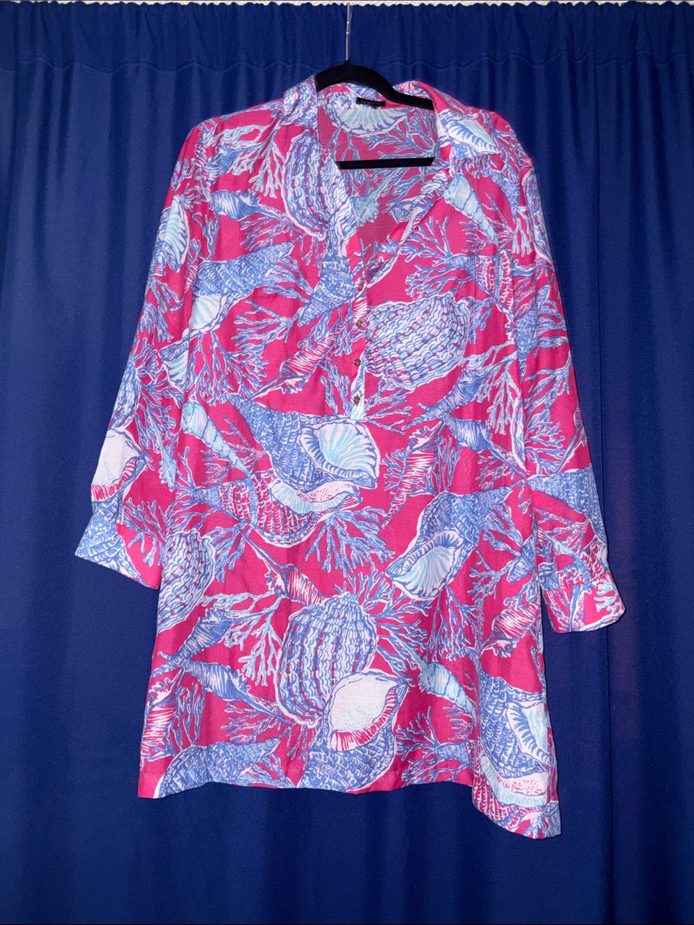 Vibrant Pink Seashell Print Kurta